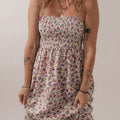 Multicolour Bohemian Ditsy Floral Smocked Fit Flare Sundress