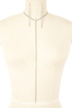 Rhinestone Long Drop Necklace Set