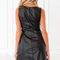 Black Vegan Leather Sleeveless Mini Dress