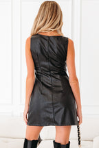 Black Vegan Leather Sleeveless Mini Dress