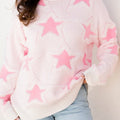 Star Ribbed Trim Drop Shoulder Oversized Sweater