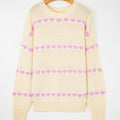 Valentine Heart Ribbed Knit Crewneck Sweater