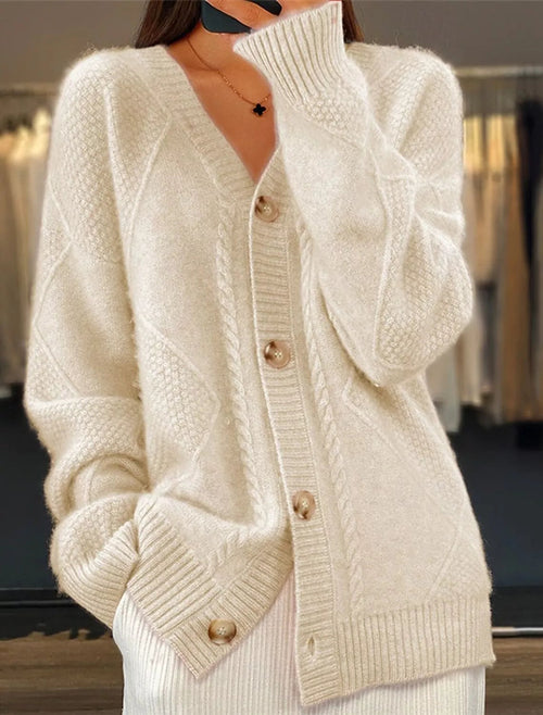 Full Size Textured Knit Button-Down Cardigan Plus Size