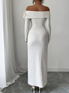 Flower Off-Shoulder : Maxi Dress