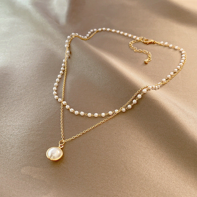 Summer Double-layer Pearls Necklace INS Fashion Clavicle Chain