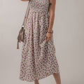 Multicolour Bohemian Ditsy Floral Smocked Fit Flare Sundress