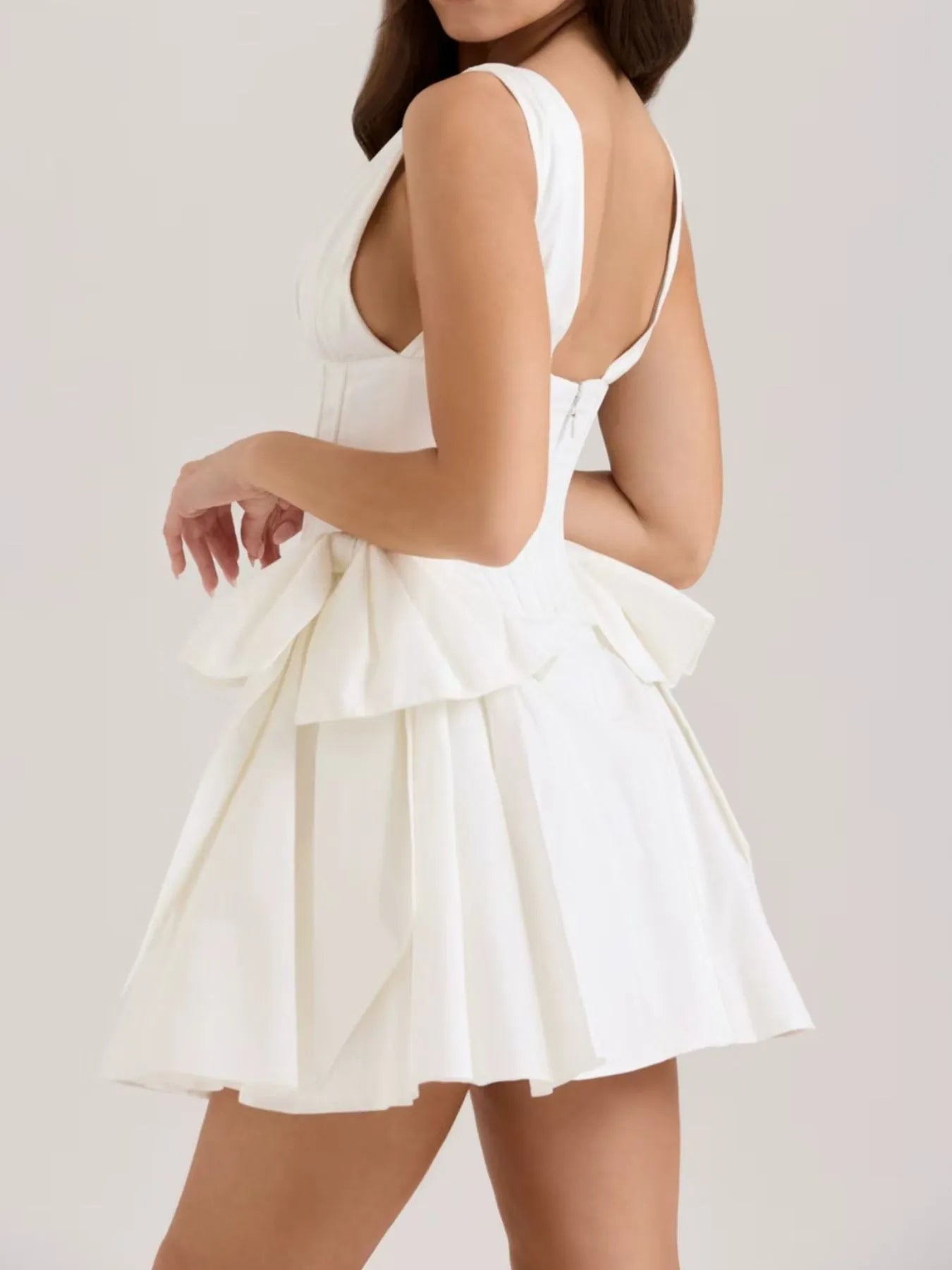 Bow V-Neck Sleeveless : Mini Dress