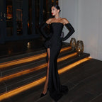 Dress Flare Formal: European Strapless Sleeveless Slit