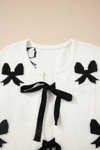 Bow Lace-up Sweater Cardigan