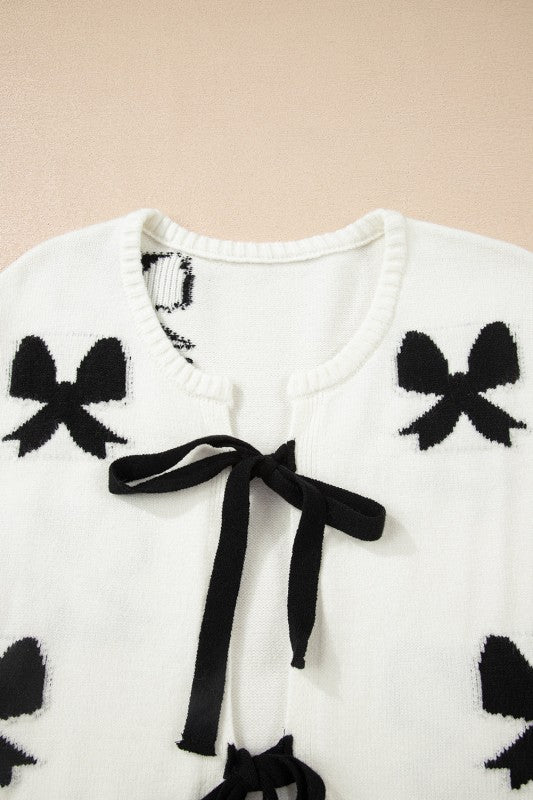 Bow Lace-up Sweater Cardigan