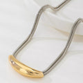 Two-Tone Alloy Curved : Pendant Snake Necklace