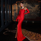 Dress Flare Formal: European Strapless Sleeveless Slit