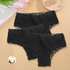 3PCS/Set Women Sexy Lace Panties Cotton Seamless Brazilian Panties