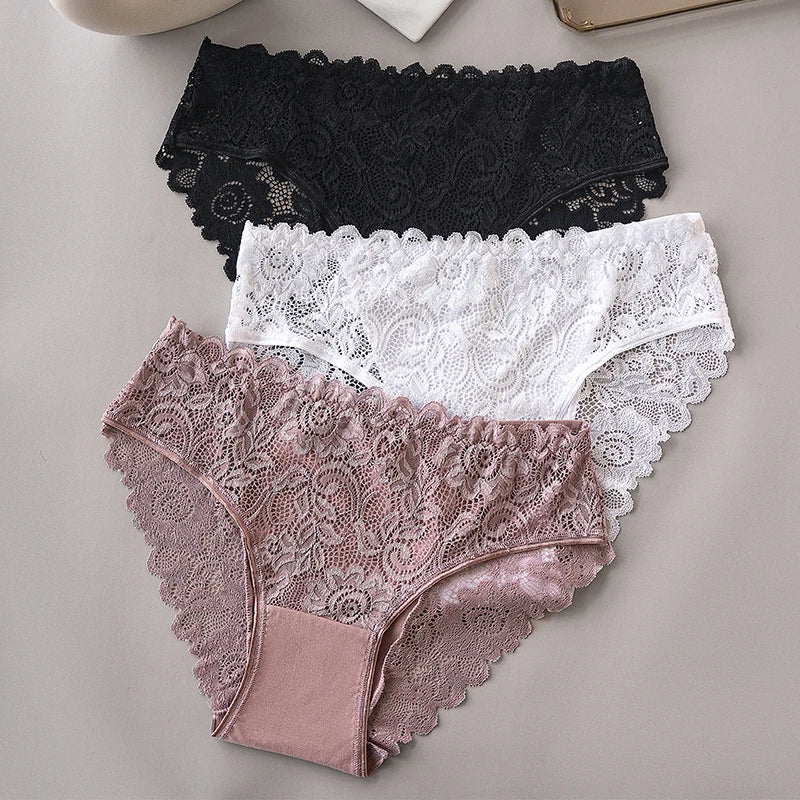 3PCS/Set Luxury Floral Embroidery Briefs