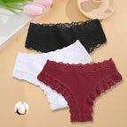 3PCS/Set Women Sexy Lace Panties Cotton Seamless Brazilian Panties