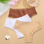 3PCS/Set Women Sexy Lace Panties Cotton Seamless Brazilian Panties