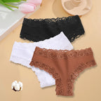 3PCS/Set Women Sexy Lace Panties Cotton Seamless Brazilian Panties
