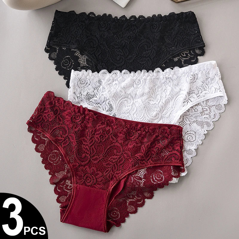 3PCS/Set Luxury Floral Embroidery Briefs