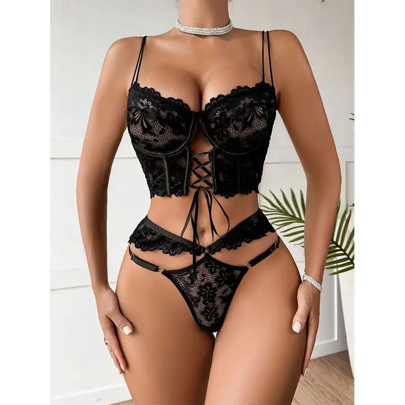 Sexy Women Floral Lace Underwear Set
