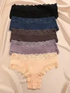 5Pcs/set Women Cotton Panties Floral Lace Intimate Underwear Trendy