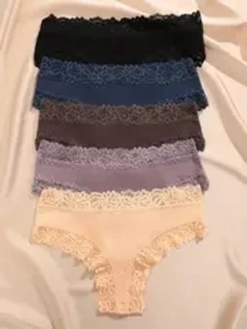 5Pcs/set Women Cotton Panties Floral Lace Intimate Underwear Trendy