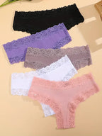 5Pcs/set Women Cotton Panties Floral Lace Intimate Underwear Trendy