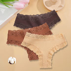 3PCS/Set Women Sexy Lace Panties Cotton Seamless Brazilian Panties