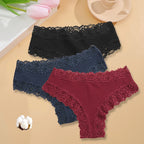 3PCS/Set Women Sexy Lace Panties Cotton Seamless Brazilian Panties