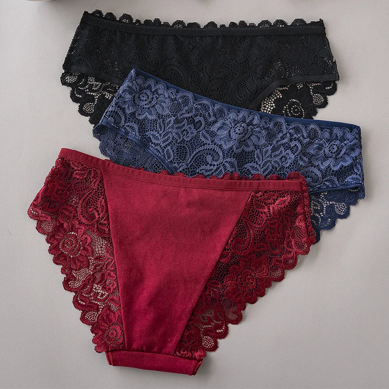 3PCS/Set Luxury Floral Embroidery Briefs
