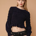 Women's Midnight Peplum Sweater in Midnight