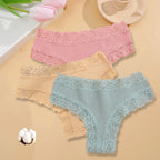 3PCS/Set Women Sexy Lace Panties Cotton Seamless Brazilian Panties