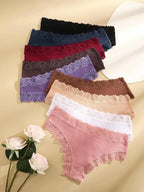 5Pcs/set Women Cotton Panties Floral Lace Intimate Underwear Trendy