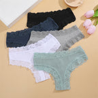 5Pcs/set Women Cotton Panties Floral Lace Intimate Underwear Trendy