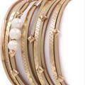 Faux leather pearl layered bracelet