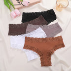 5Pcs/set Women Cotton Panties Floral Lace Intimate Underwear Trendy
