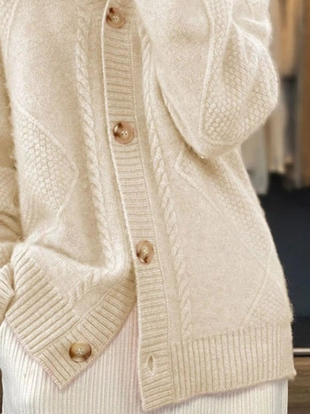 Full Size Textured Knit Button-Down Cardigan Plus Size
