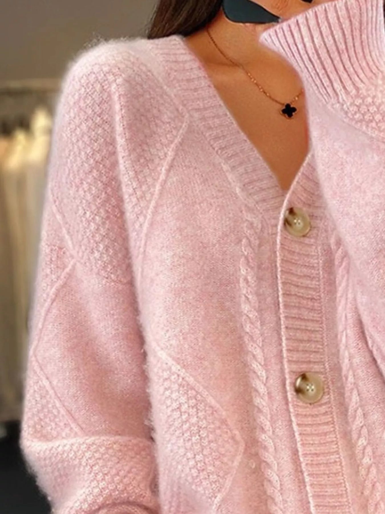 Full Size Textured Knit Button-Down Cardigan Plus Size