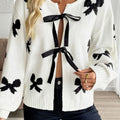 Bow Lace-up Sweater Cardigan
