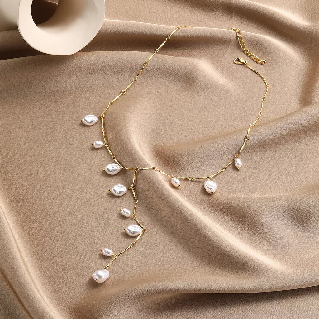 18K Gold-Plated Pearl Necklace