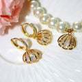 24 Karats Sea Shell Cubic Zirconia Hoops