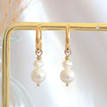 24 Karats Freshwater Pearls Baroque Dangle Hoops