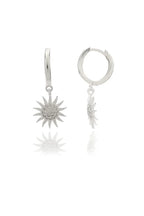 Silver Plated Sun Earrings with White Zircon Stone