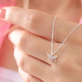 925 Sterling Silver Minimal Dragonfly Necklace with White Zircon Stone