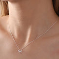 925 Sterling Silver Minimal Dragonfly Necklace with White Zircon Stone